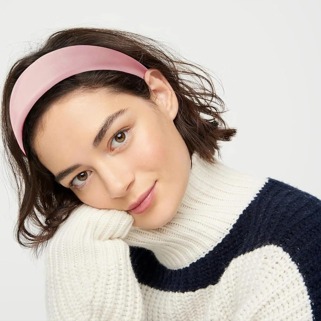 YUZNA Pink Women'S Wide Padded Headband Pink Hair Band as Hair Accessories for Dirndl Oktoberfest and Costumes image number 4