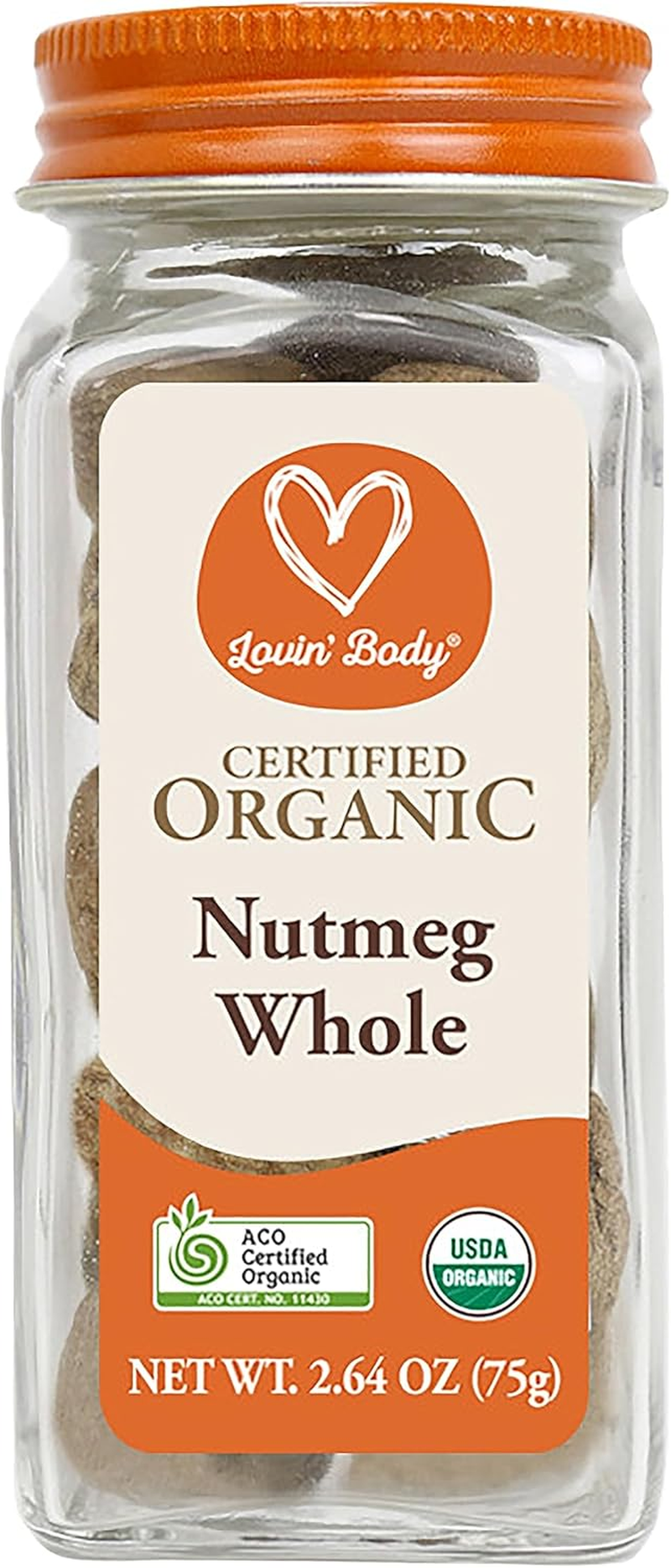 Lovin' Body Organic Dried Whole Nutmeg, 75 G