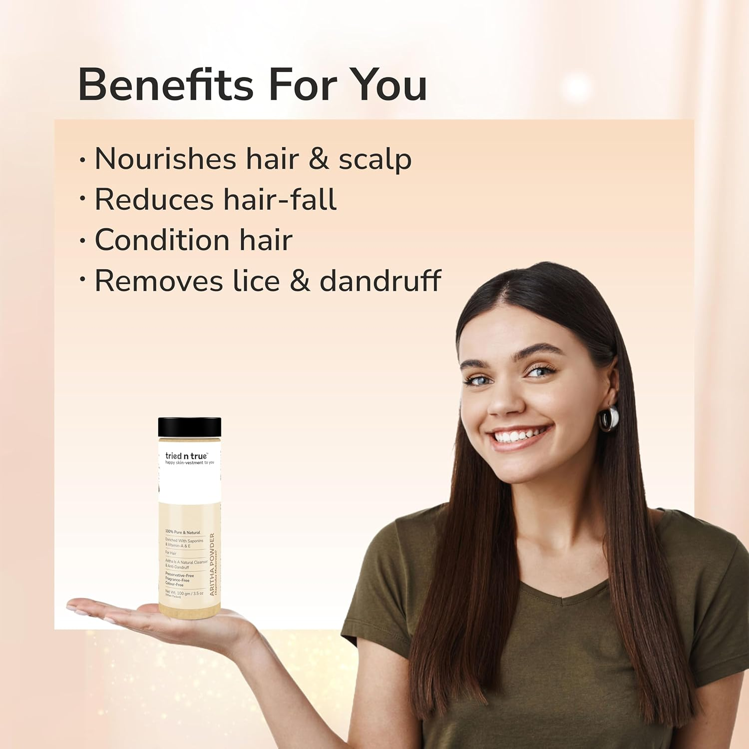 Tried N True Aritha Powder/Reetha Powder for Hair/Soapnut/Pure and Natural Hair Pack for Hair Cleansing/For Men and Women -100G image number 5