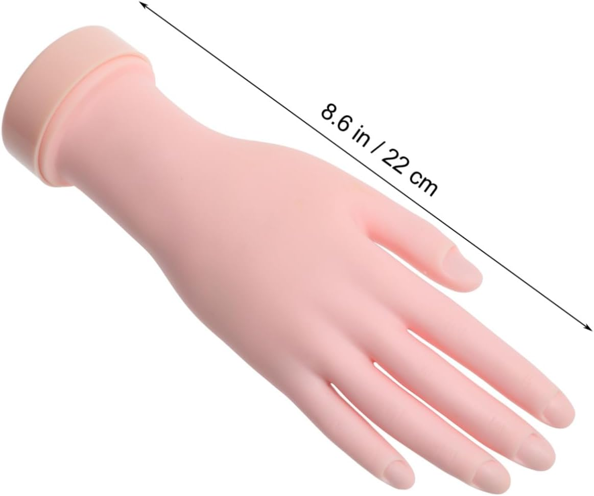 WOONEKY Nail Art Practice Prosthetic Right Hand Model Movable Bendable Rubber Hand Nail Tips Insertable Tool for Beginners Salon Artists