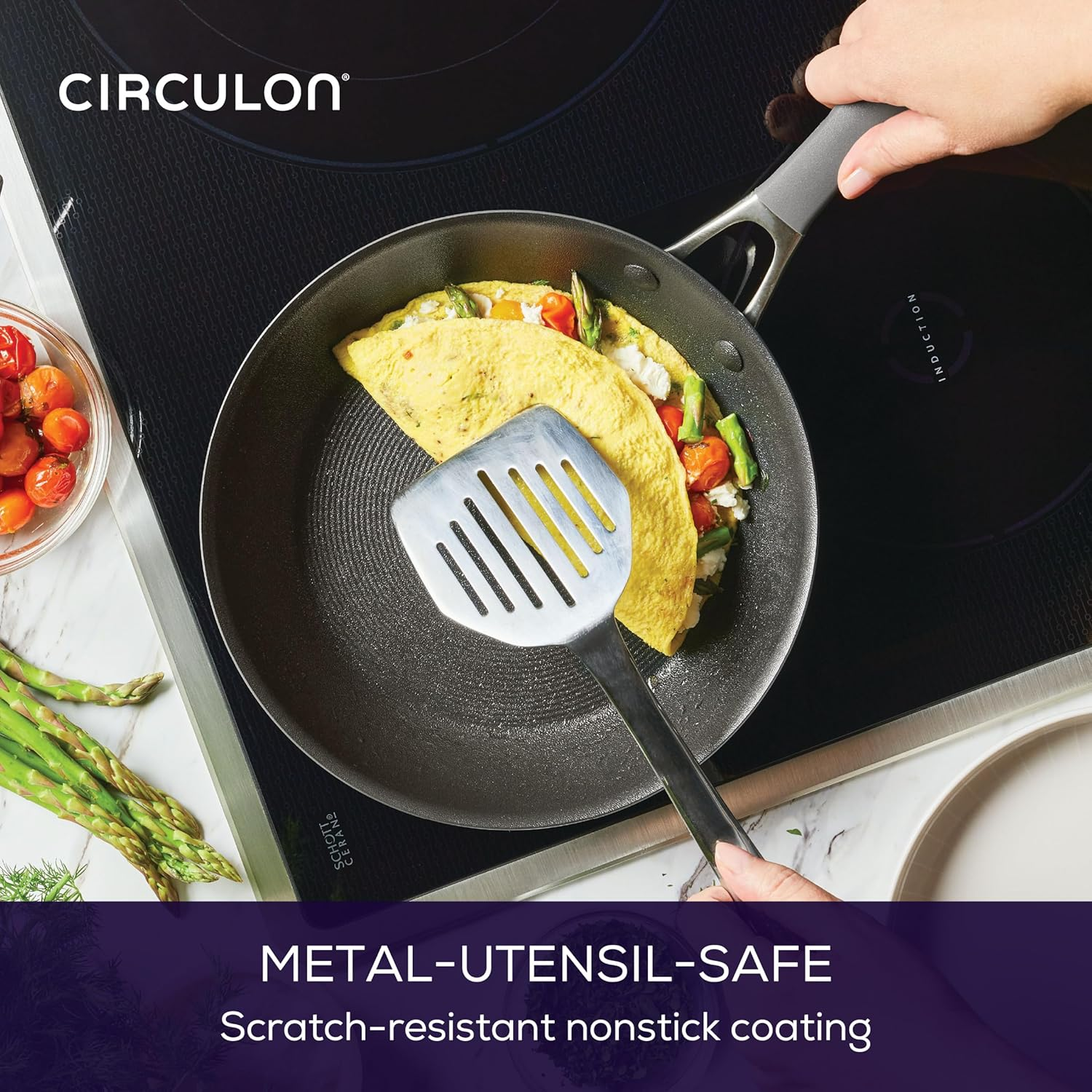Circulon A1 Series with Scratchdefense Technology Nonstick Induction Frying Pans/Skillet Set, 8.5 Inch and 10 Inch - Graphite, Skillet Set (8.5" & 10") image number 4