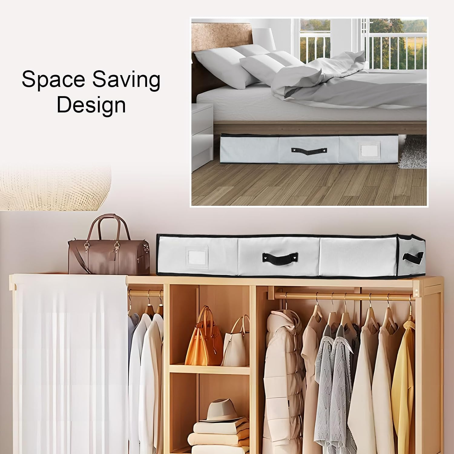 Large Wrapping Paper Storage Box for Christmas Wrapping Paper Holder Fits up to 24 Rolls Durable 600D Oxford Fabric with Extra Pockets for Accessories Packing Roll Storage Containers, Grey image number 3