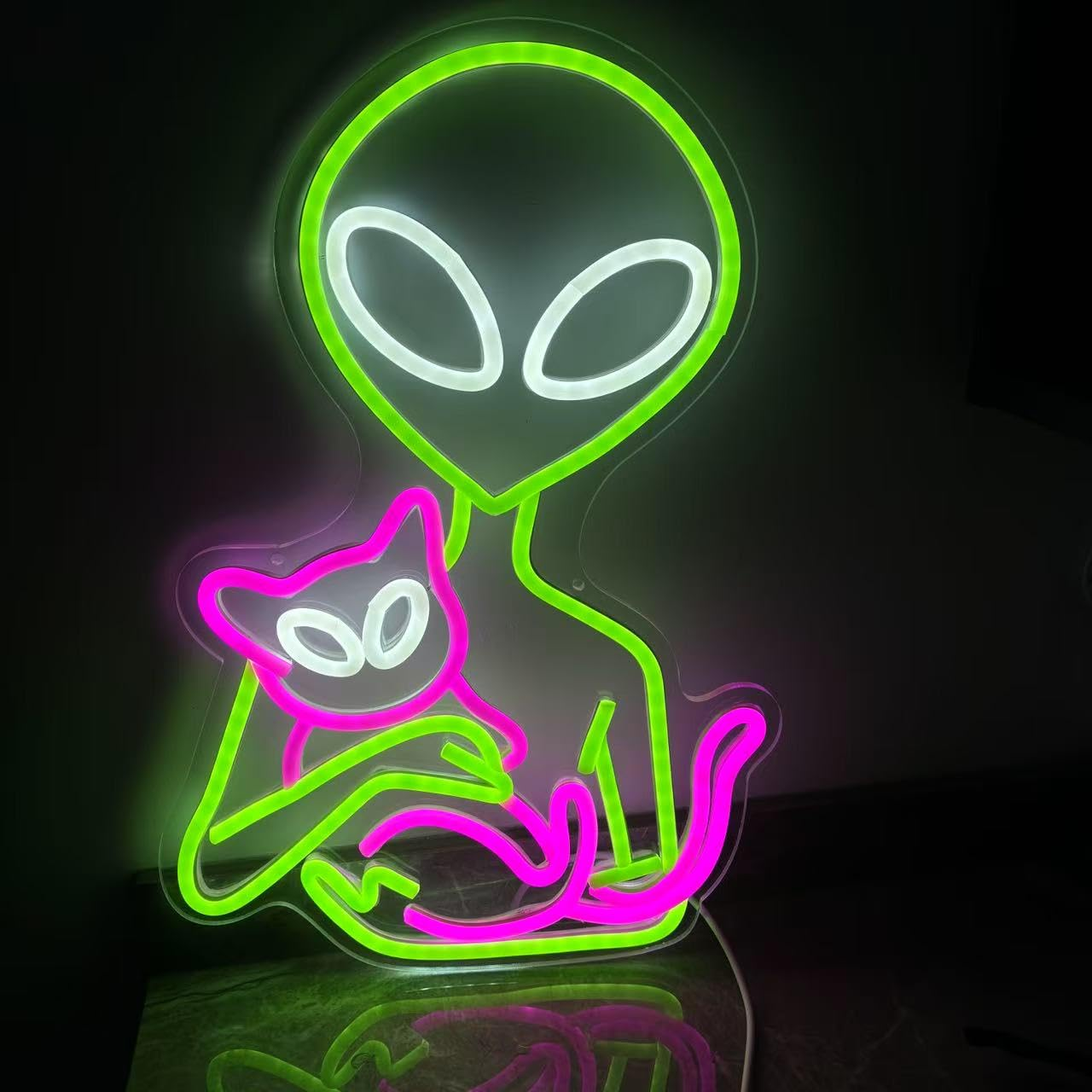 Alien Neon Sign Alien LED Light Alien Cat Neon Light Cat Neon Sign Aesthetic Room Decor Nursery LED Sign Custom Neon Sign UFO Neon Sign image number 3