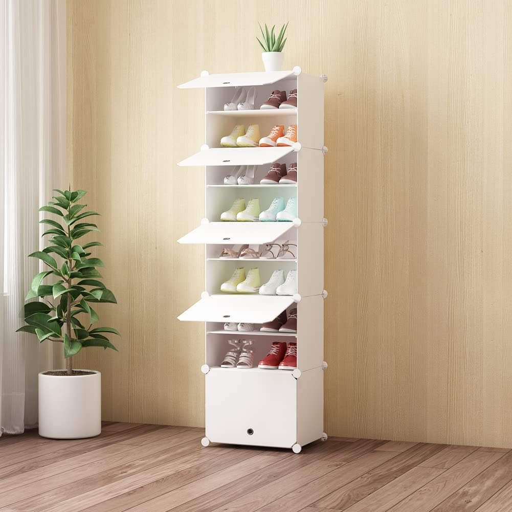 Portable Shoe Storage Plastic Cube Storage Tower Shelves for Storage Shoe Cabinet Shoe Rack (2 Row of 6-Layer) image number 1