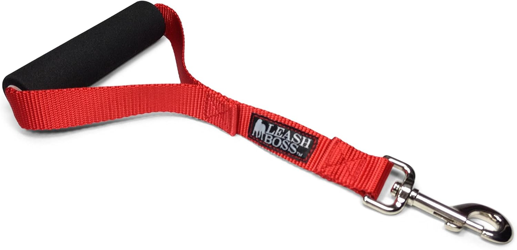 Leashboss Traffic Handler - 12 Inch - Short Dog Leash for Large Dogs with Padded Handle - Made in the USA (12 In, Black)