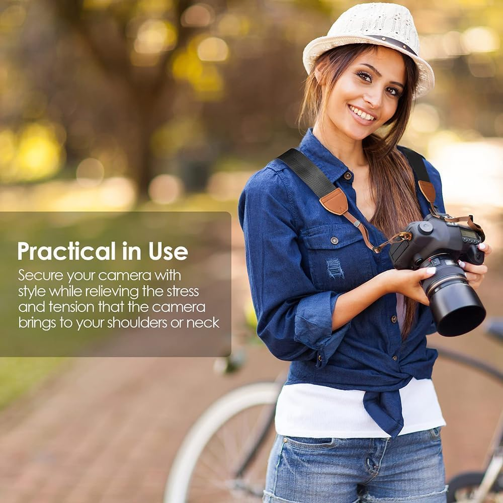 XFSRG Adjustable Camera Shoulder Strap Nylon Carry Strap Leather Ends Collar Neck Strap Camera Accessories Dslr SLR Carry Strap image number 3