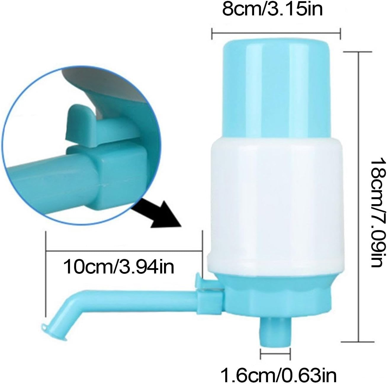 4 Set Waters Jug Pump - Manual Hand Pressure Drinking Fountain - Water Dispenser Pump Fits Most 2-6 Gallon Water Coolers - Water Bottle Pump Dispenser | for Home, School, Travel, Camping image number 5