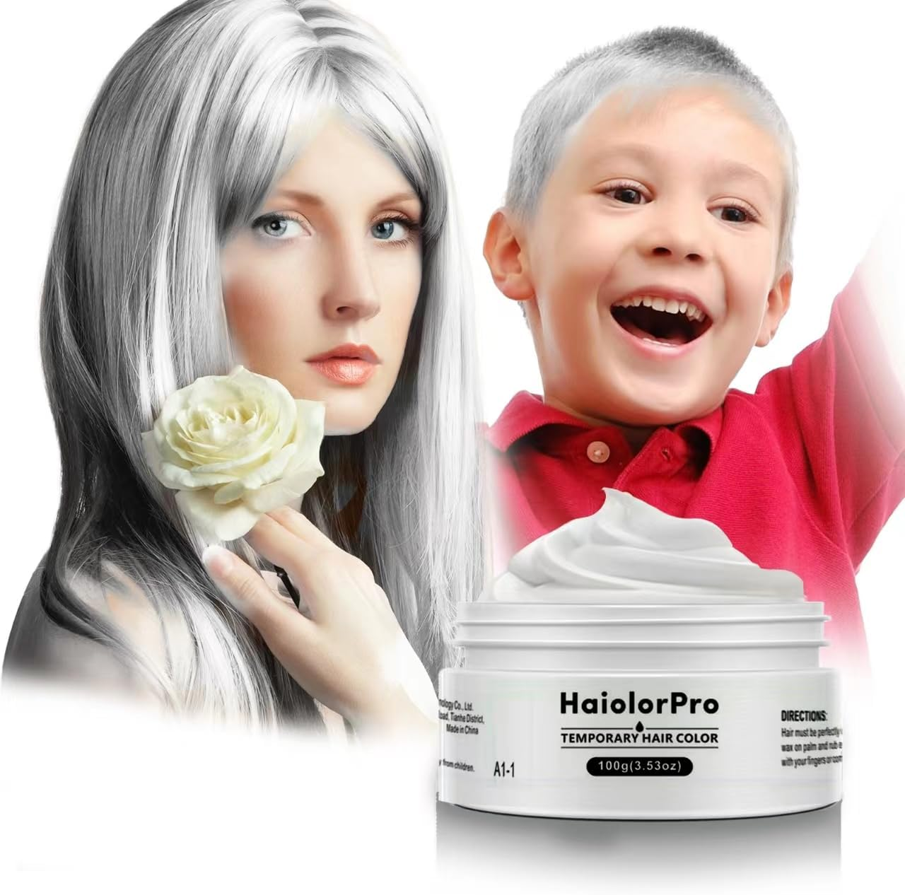 Haiolorpro White Hair Color Wax Temporary Washable, White Hair Dye for Kids, Hair Makeup Paint Wax for Parties or Cosplay, Hair Coloring Products No Messy (White) image number 6
