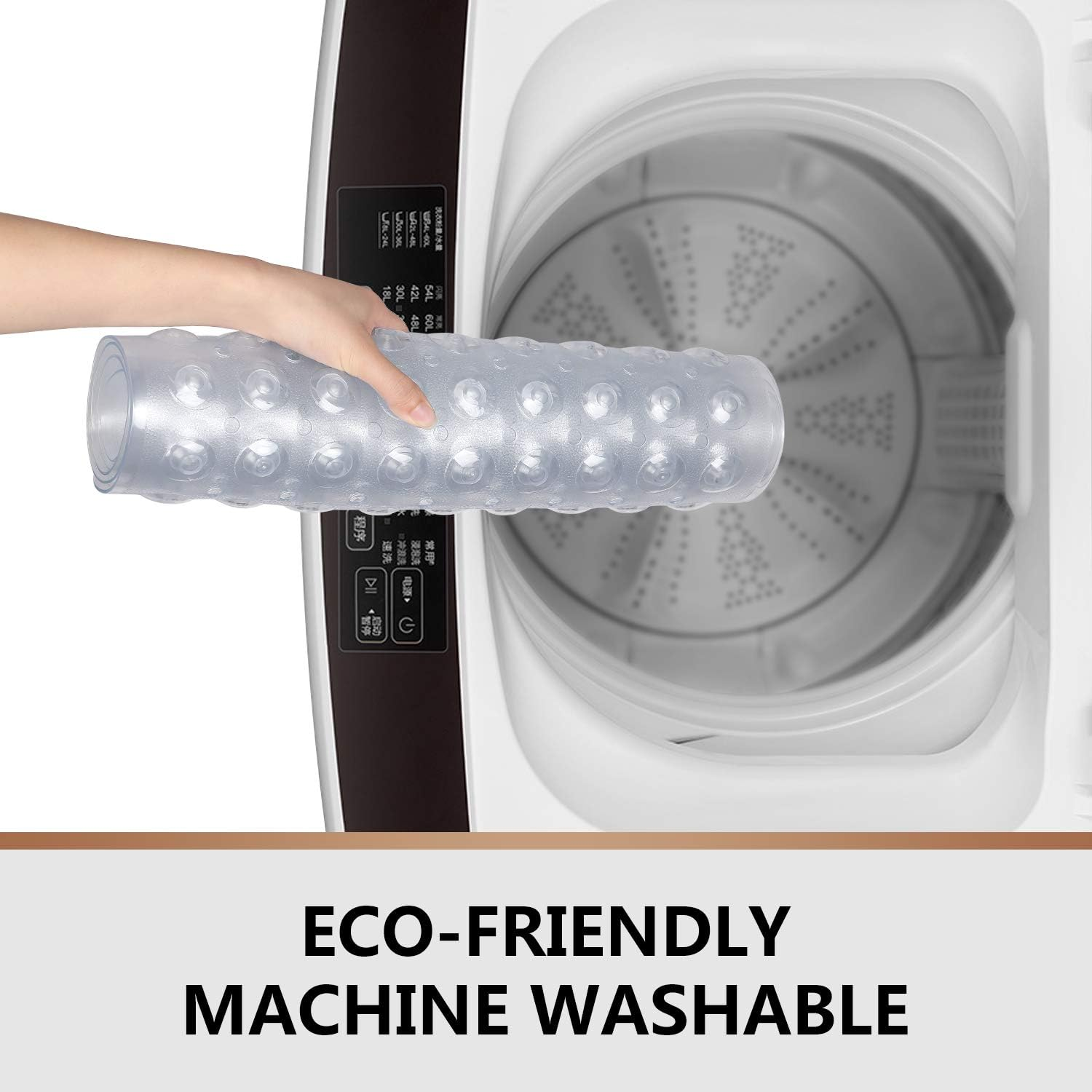 Upgrade Baby Bath Mat Non Slip Extra Long Bathtub Mat for Kids 40 X 16 Inch - Eco Friendly Bath Tub Mat with 200 Big Suction Cups,Machine Washable Shower Mat,Clear image number 4