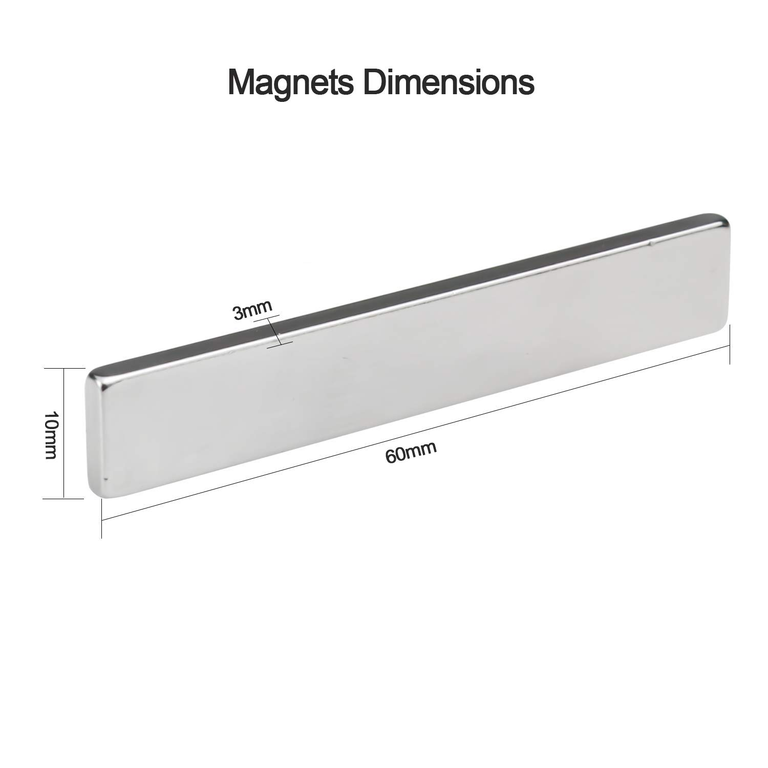 UCINNOVATE Neodymium Magnets, Strong Rare Earth Magnets with Adhesive Backing, 8 Pack Powerful Magnetic Strip, Rare-Earth Metal Magnet 60 X 10 X 3Mm, Heavy Duty, Fridge, Garage, Kitchen, Office DIY