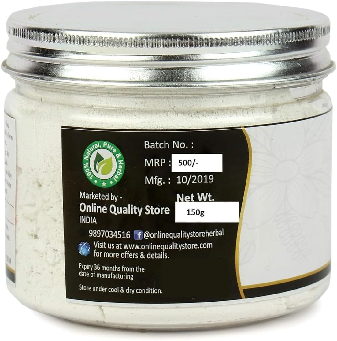 Online Quality Store 100% Organic Zinc Oxide (Face Pack, Skin Care)_150G - Natural Zinc Oxide Powder - Naturally Occurring, Pure & Uncoated, Perfect for DIY Sunscreens Powder image number 5