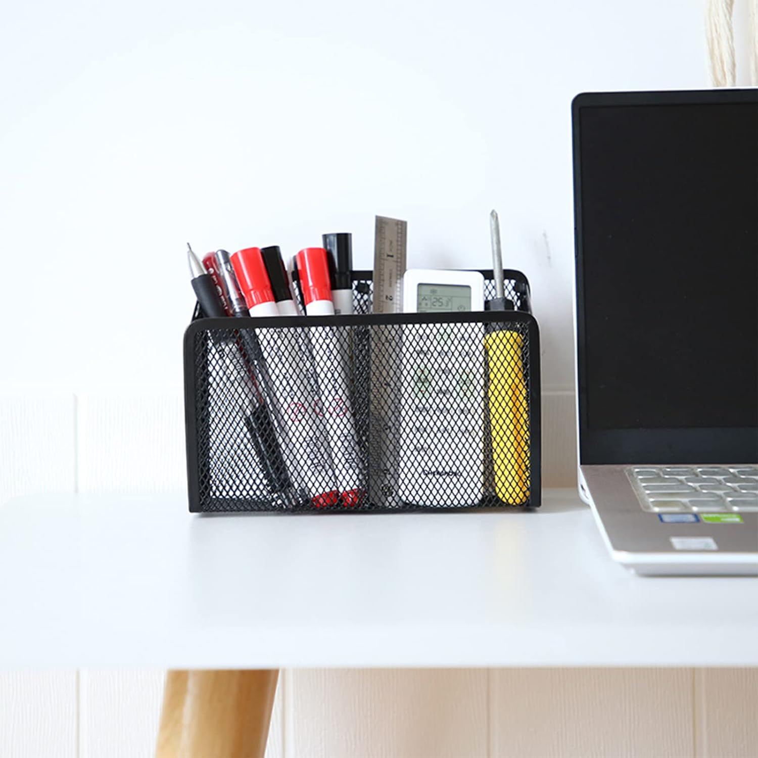 3Pcs Magnetic Pencil Holders, FHDUSRYO Magnetic Metal Storage Basket Organizer, Magnets Mesh Pen Marker Holders with Large Compartments for Whiteboard Refrigerator Office School Locker Kitchen image number 4