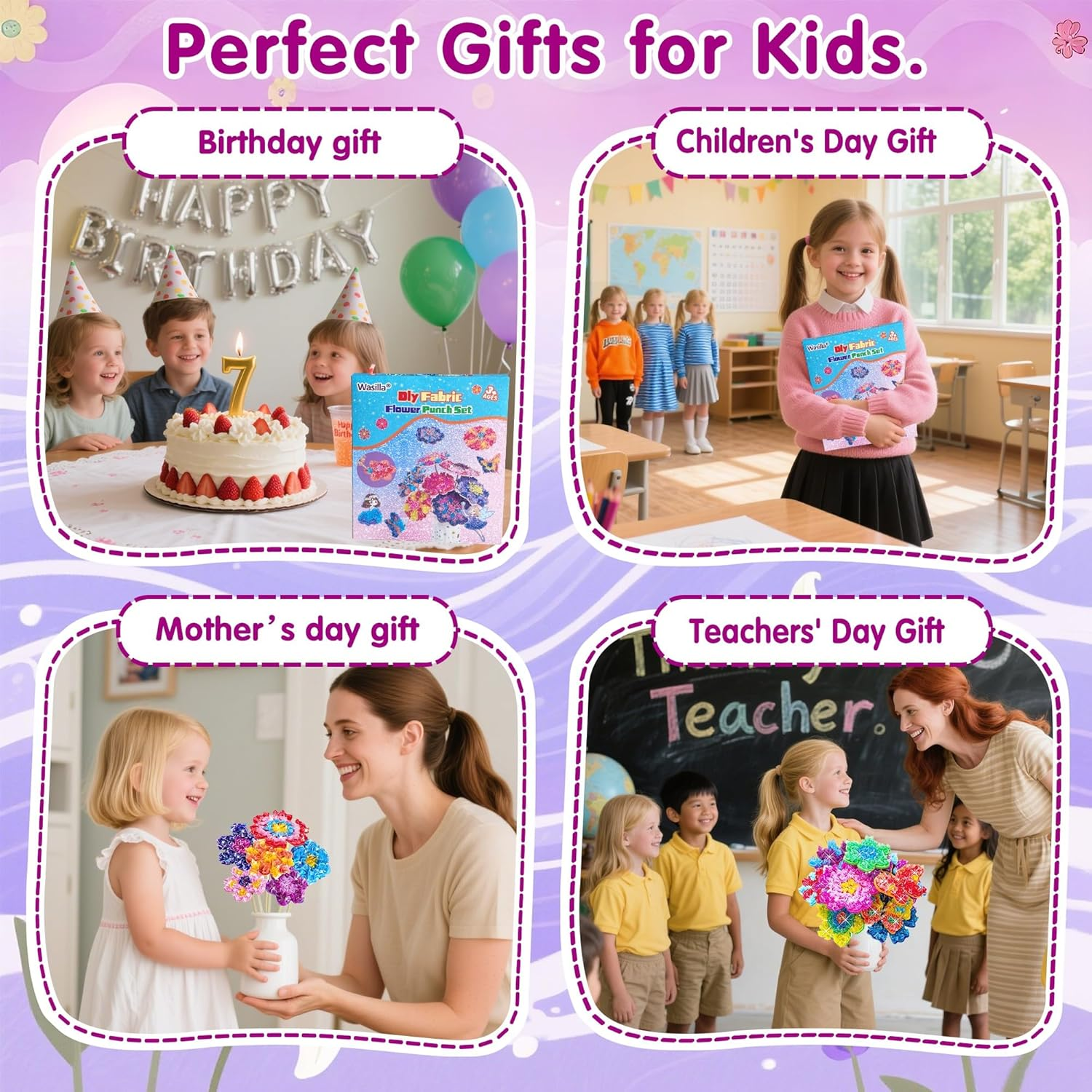 Poke in Art Flower - Poke in Art Craft Kits for Kids,Diy Poke in Flower Bouquet, Mess-Free Arts & Crafts Kits with 10 Flowers & 2 Butterflies, Creative Activity Birthday Gift Toys for Girls Ages 4-12, Party & Home D&eacute;cor image number 6