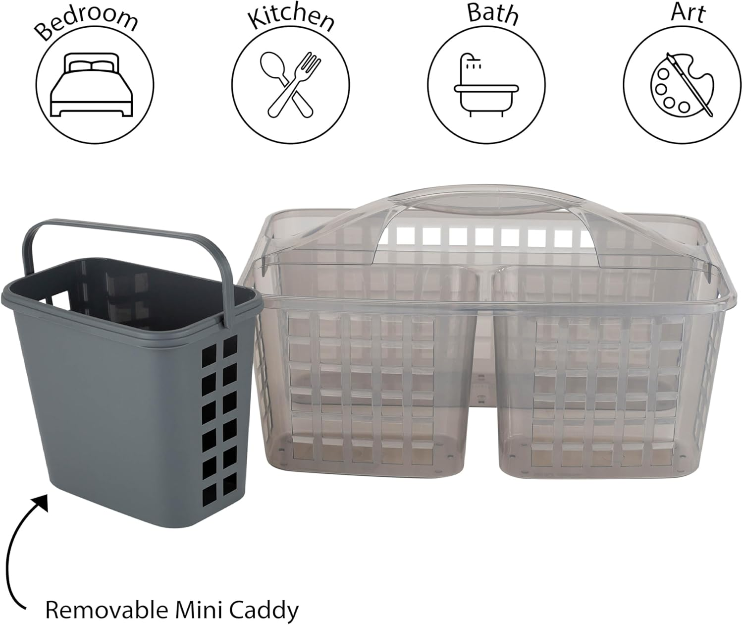 Bath Bliss 2 in 1 Portable, Bathroom Shower Caddy for Shampoo, Conditioner, Soap, and Cosmetics, in Grey Bath Tote image number 6