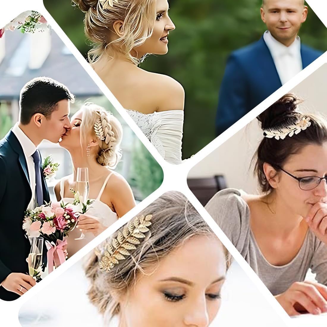 LAKJUOZ Pack of 3 Gold Hair Accessories, Golden Hair Combs, Elegant Smooth Alloy Leaf Hair Accessories for Women, Beautiful and Charming, Easy to Use, Ideal for Individual Hair Styling Design image number 4