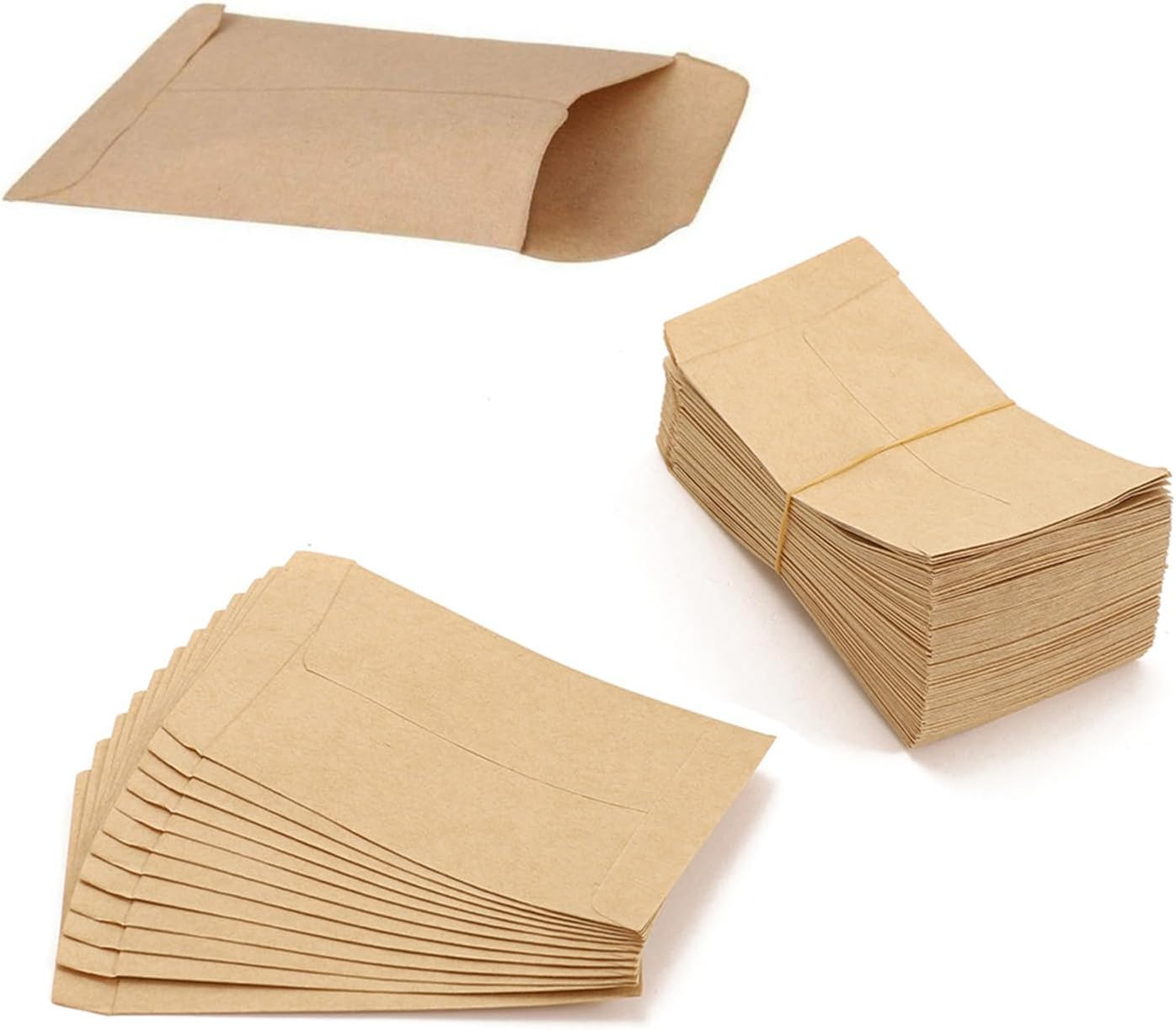 Paifeancodill Kraft Small Coin Envelopes, 100 Pcs Kraft Paper Seed Packets Envelops Self-Adhesive Seed Envelopes Mini Parts Small Items Stamps Storage Packets Envelopes for Garden,Office or Wedding image number 2