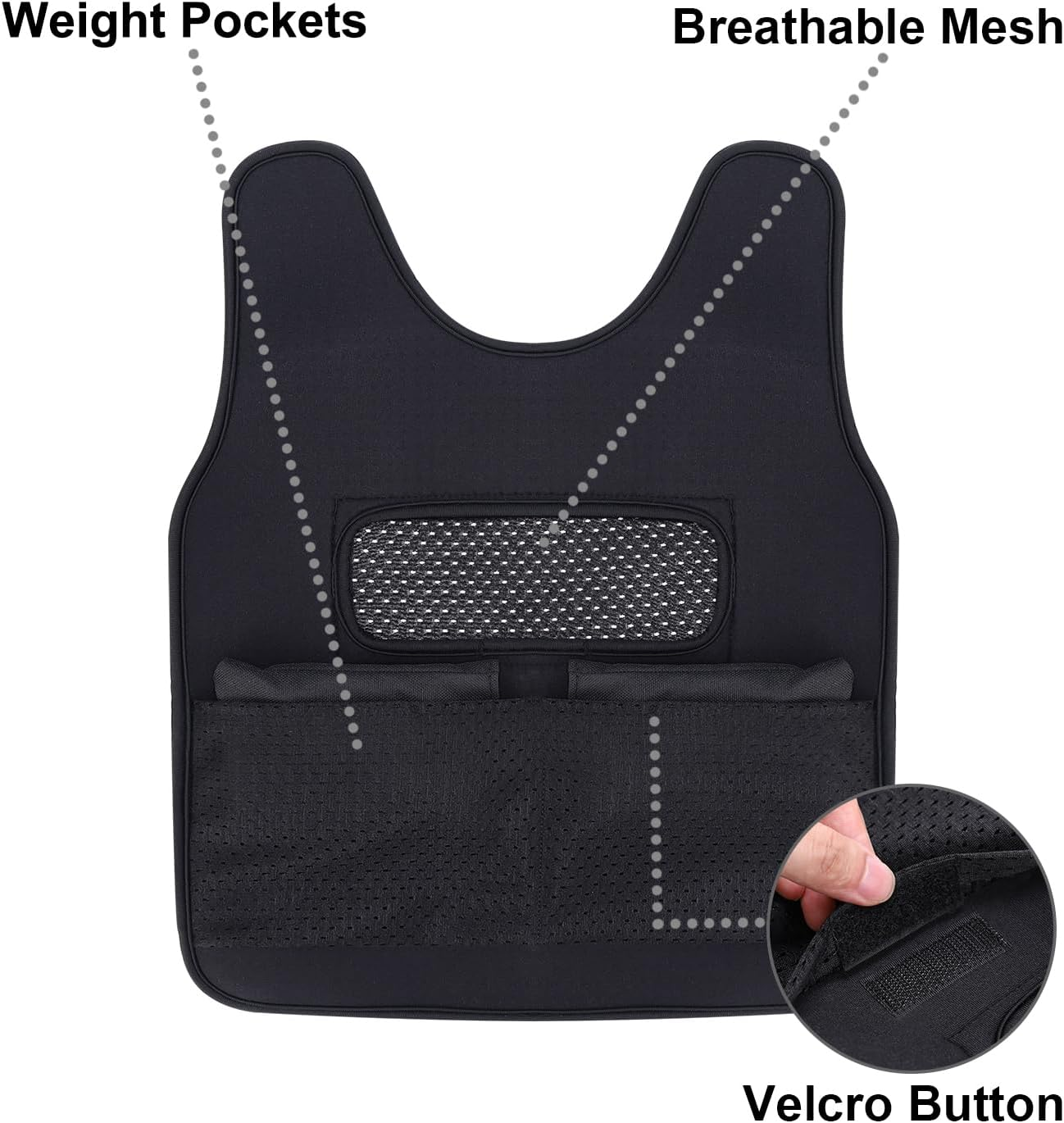 Weighted Vest for Kids with Sensory Issues(Ages 10+, Large) &ndash; Weighted Compression Vest for Children with Autism, ADHD, SPD, Sensory Overload, Includes 3Lbs Removable Weights (Black) image number 4