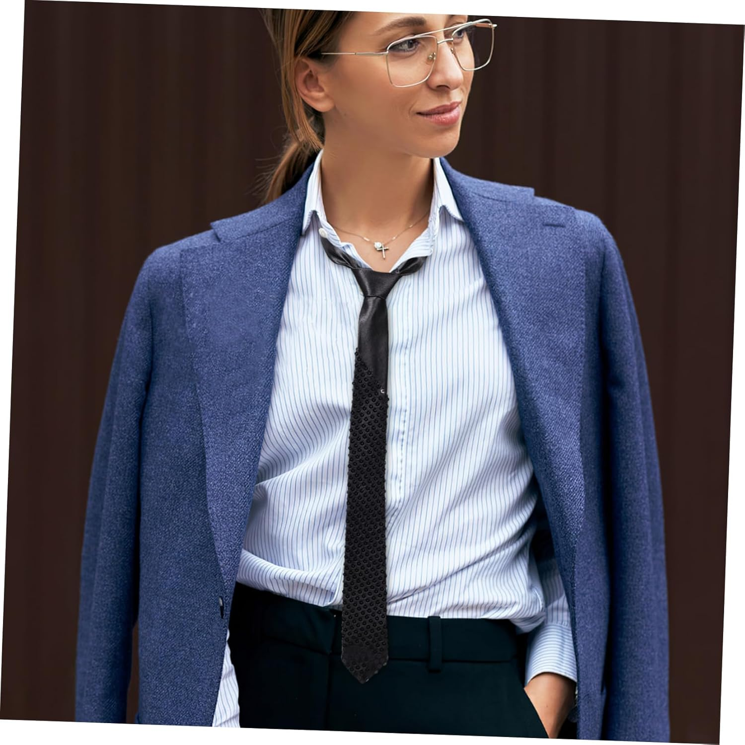 VALICLUD Men Neck Tie Sparkly Sequin for Wedding Party Business Unisex Fashion Accessory image number 3