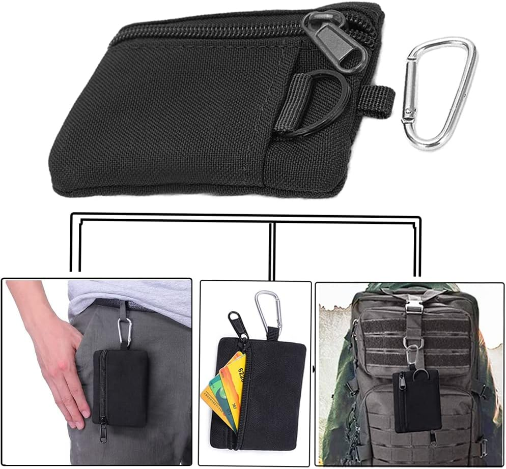 Tactical Keychain Pouch - Military Mini Size Belt Gear EDC Pocket Organizer as Coin Purse ID Card Holder Car Fob Key Waist Case Wallet Earphone Pack - 2 Orange image number 4