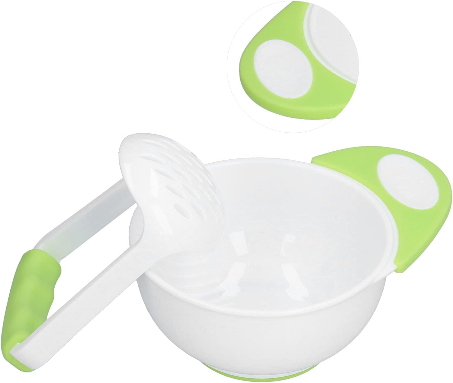 Baby Food Masher Bowl Non Slip Long Handle Fruit Vegetable Puree Mash Bowl with Grinding Rod Applicable for Babies image number 1