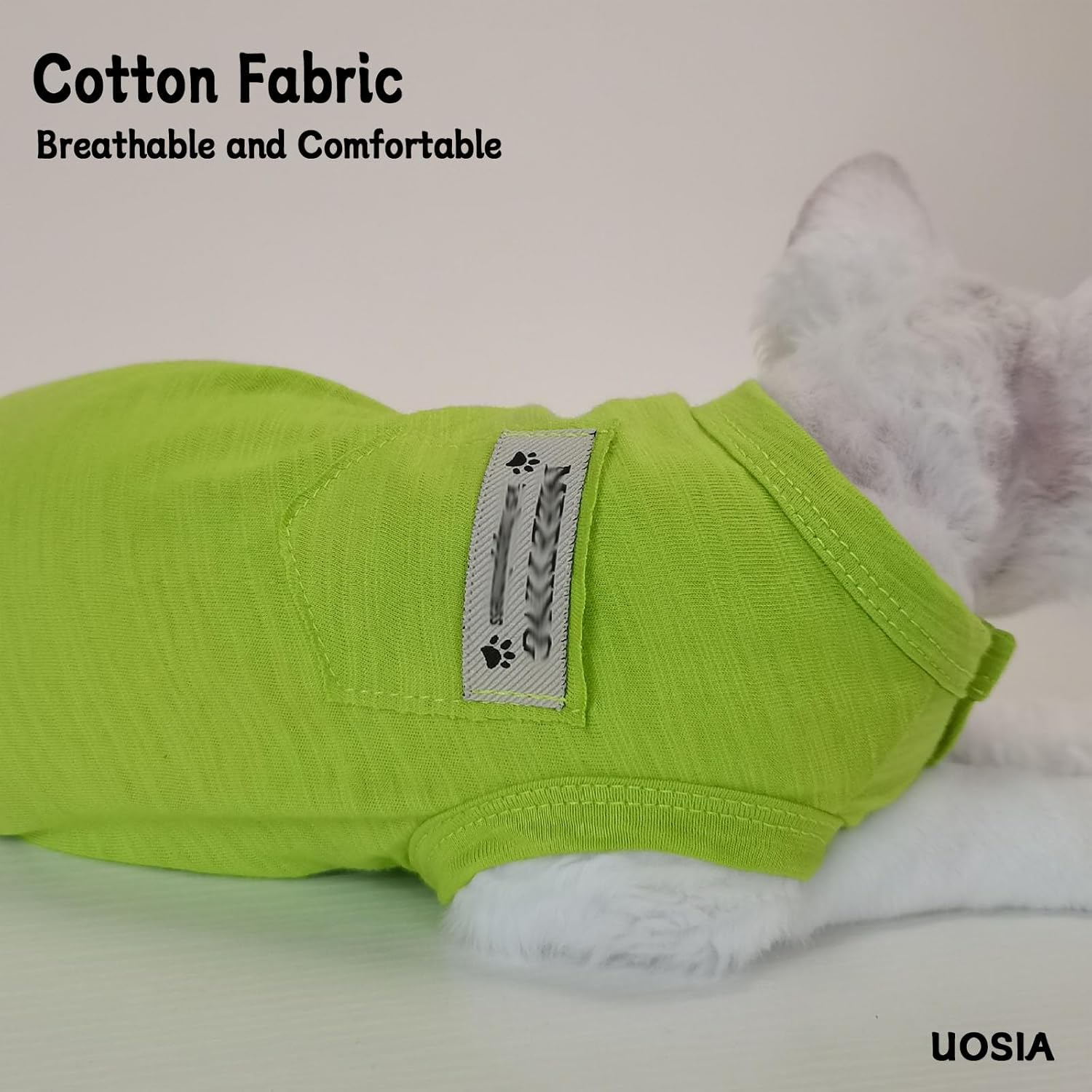 UOSIA Hairless Cat Clothes Summer Cat T-Shirt Breathable Soft Cat Shirts for Cats Only Cotton Pet Pajamas Kitten Vest for Sphynx Cornish Rex Devon Rex Peterbald Small Dogs image number 4