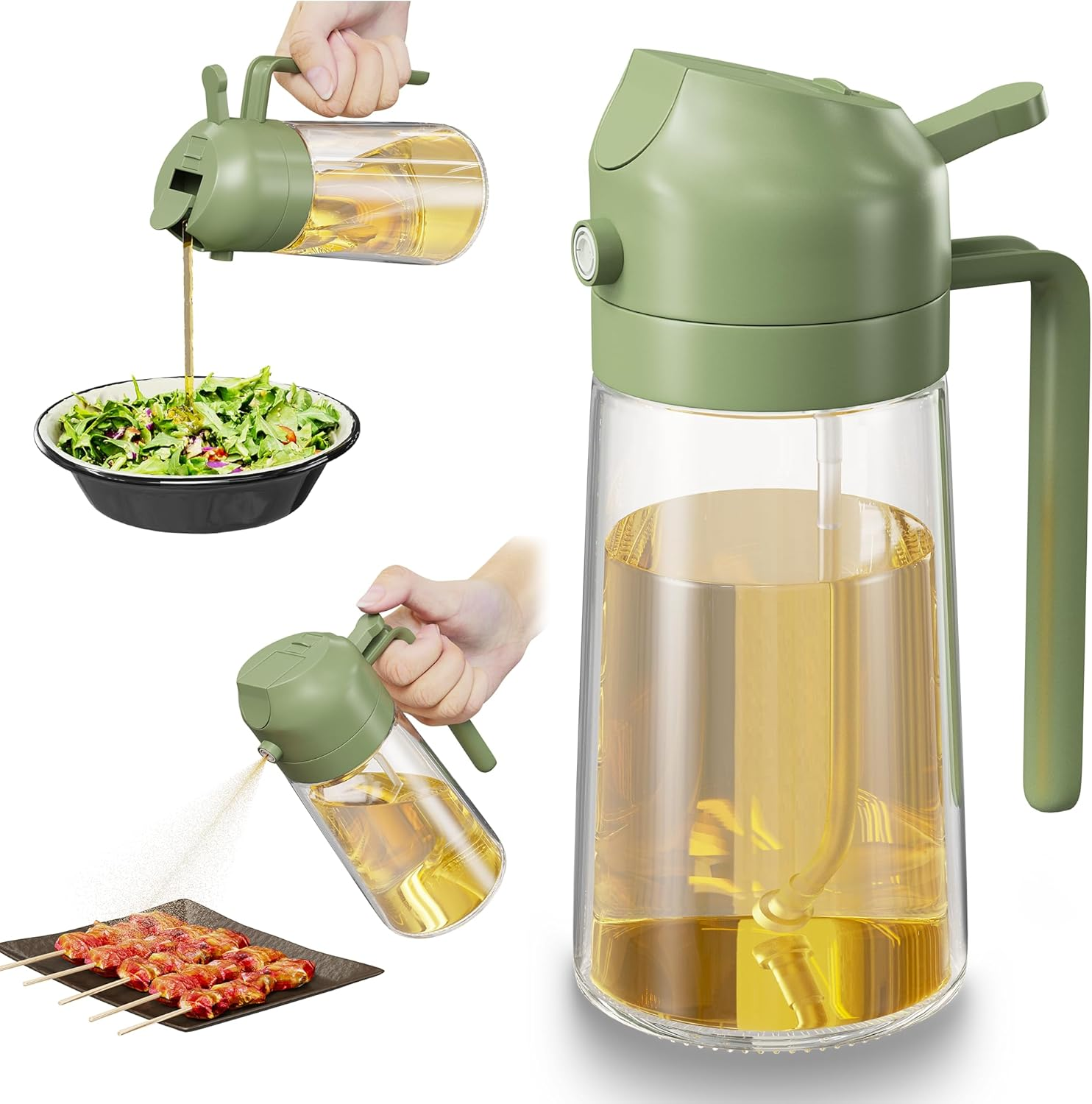 470Ml Oil Sprayer for Cooking, 2 Modes Olive Oil Spray Bottle with No-Drip Design, Refillable Oil Mister for Air Fryer, Salad, Grilling, Baking, Kitchen Gadgets for Healthy Cooking image number 4