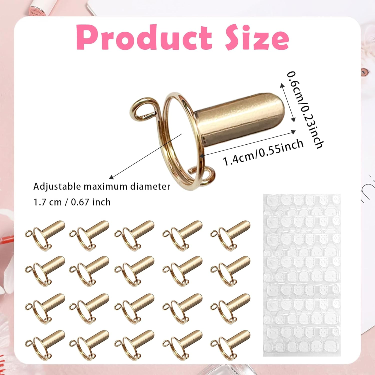 20Pcs Wudu Rings, Reusable Detachable Adjustable Size Rings for Nail with 120Pcs Adhesive Nail Tabs image number 3