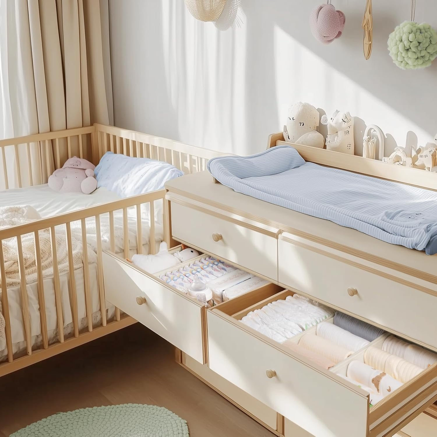 &zwnj;Epzia 14 Pack Drawer Organiser - Foldable Storage Boxes for Clothes, Underwear & Sock, Drawer Dividers for Nursery, Bedroom & Dorm | Closet & Wardrobe Organisation, Home Storage&zwnj; (Beige)