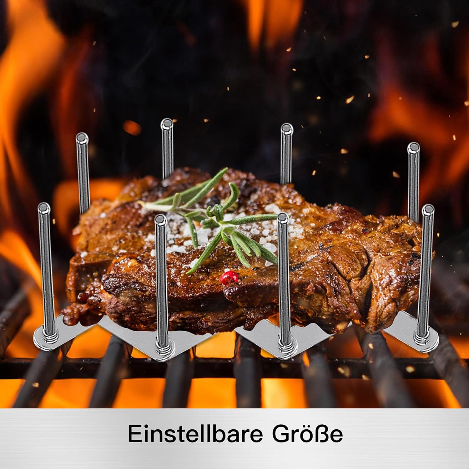 2-Pack BBQ Rib Holder Grill - Foldable Stainless Steel Grill Grate for Gas/Charcoal Grills | Rust-Proof Grill Accessories for Lamb, Pork Ribs, Sunday Bbqs & Camping Parties image number 3