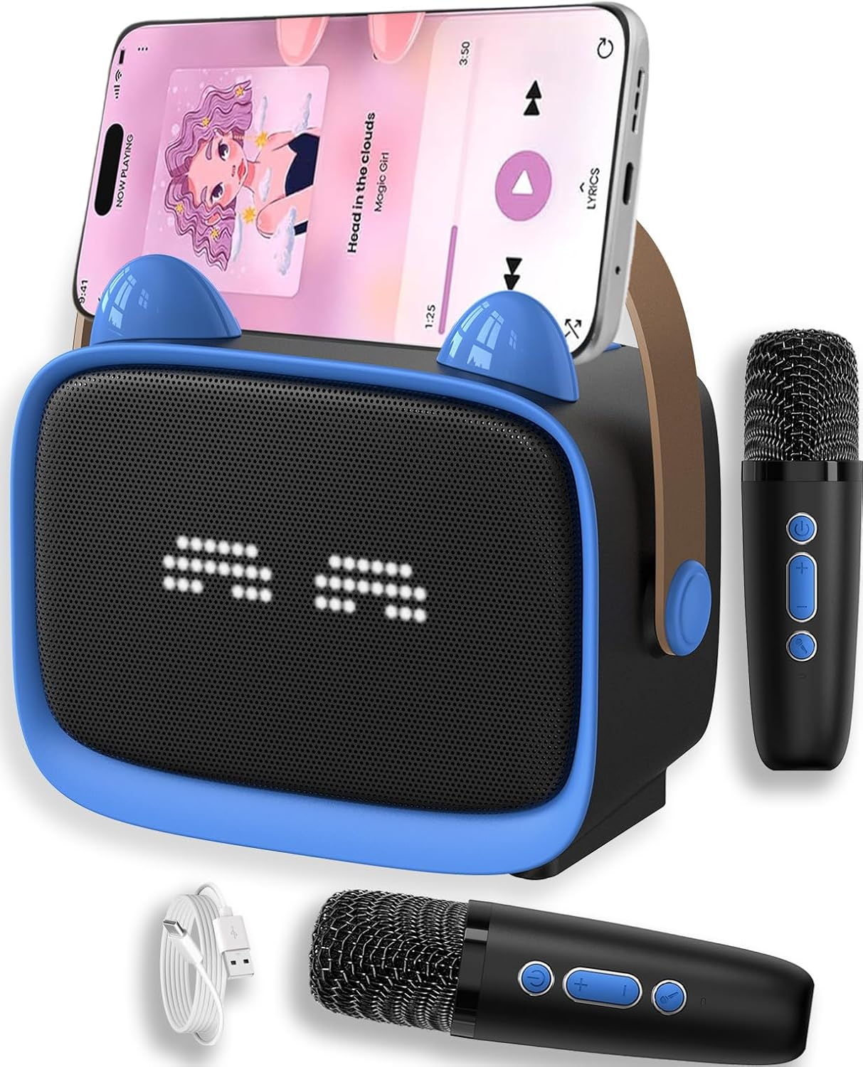 ZONEY Mini Karaoke Machine for Kids, Portable Bluetooth Karaoke Speaker with 2 Wilreless Microphones with LED Lights, Birthday Kids Toys Gifts for Girls Boys 4, 5, 6, 7, 8, 9, 10 +Year Old, Purple