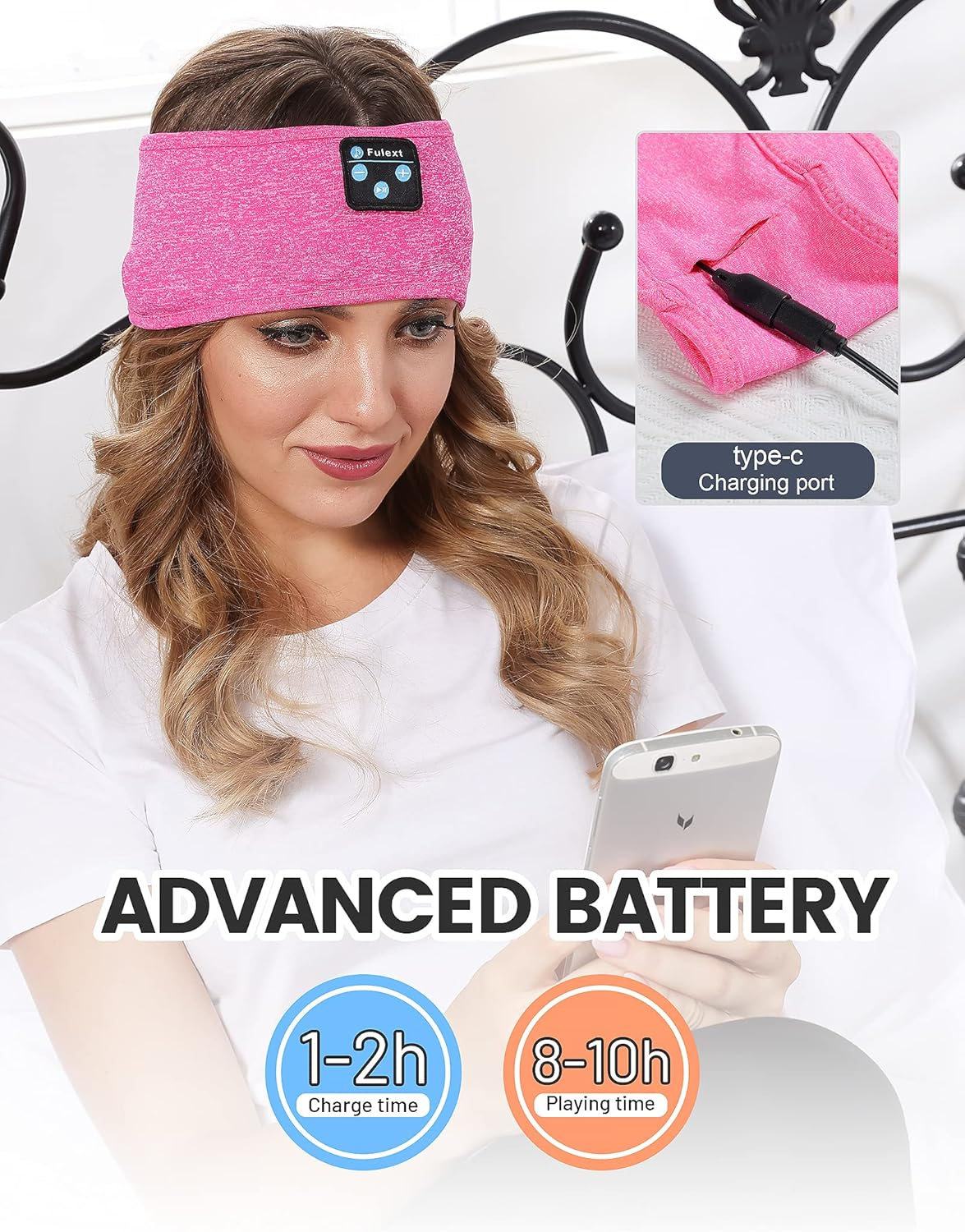 Fulext Sleep Headphones Bluetooth Sleeping Headband, Sleeping Headphones Music Sports Headband, Ultra-Soft Headphones Headband for Side Sleepers, Sleeping Gifts for Men Women image number 5