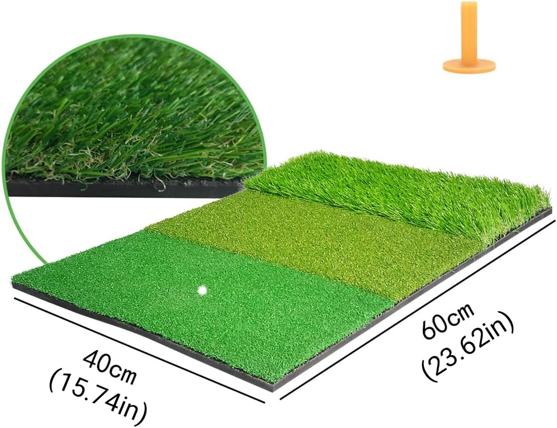 AIMALL 3-In-1 Golf Hitting Mat - Portable Driving Range Practice Aid | Indoor & Outdoor Use, Tri-Fold Design 24.8" X 16.1" (8.3" X 16.1" Folded)