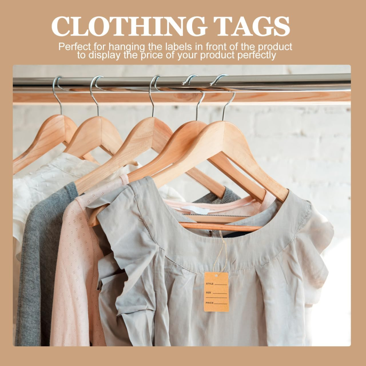 ULTECHNOVO Tags - 200Pcs Hang Tag String, Store Tags Clothing Writable Paper Clothes Size for Clothes Retail Store image number 6