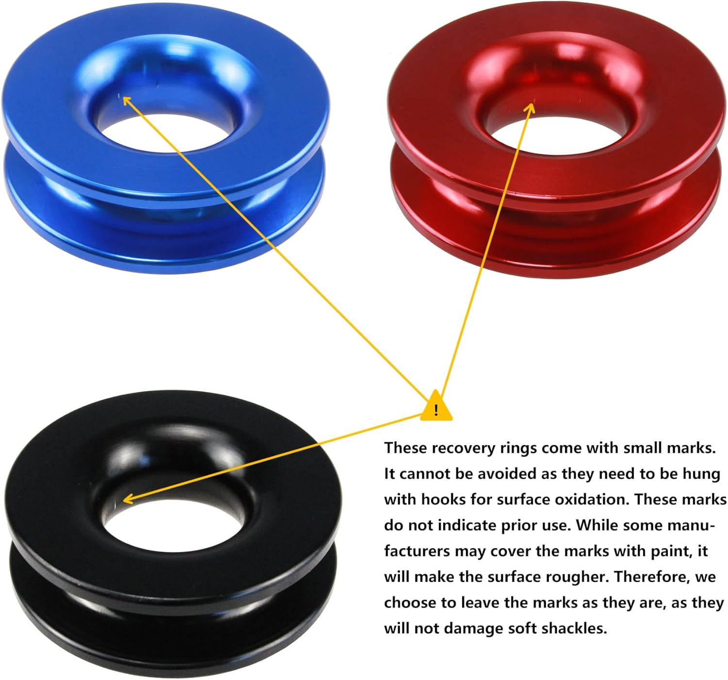 Ucreative Winch Snatch Recovery Ring 66,000 Lbs for Soft Shackle and Synthetic Rope for ATV UTV SUV Truck Off-Road Vehicle Recovery (Red) - Blue image number 3