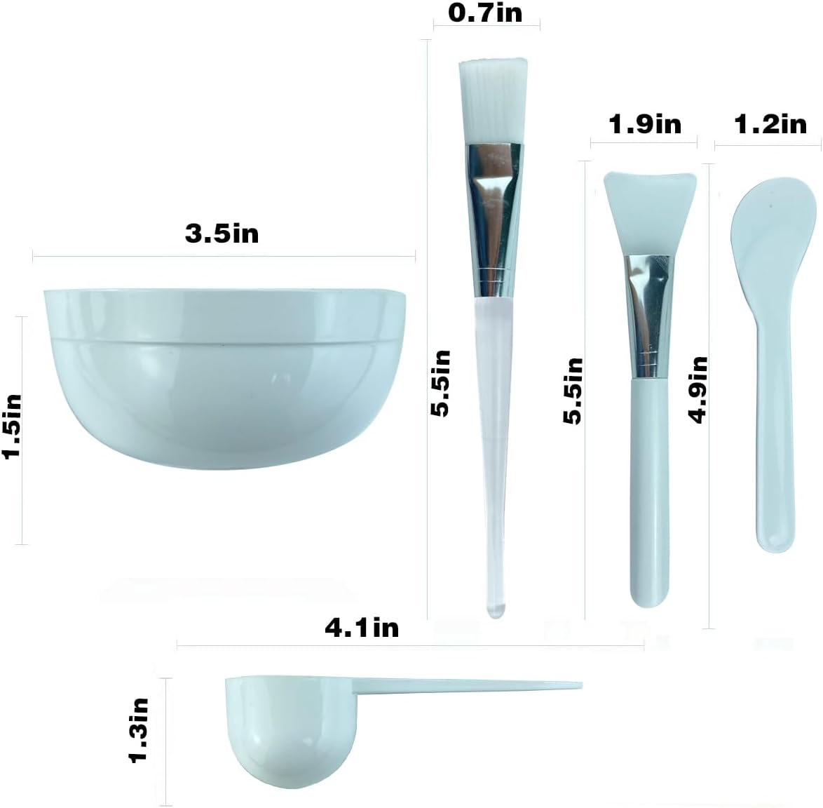 Manqianxun Face Mask Mixing Bowl Set, 5 in 1 DIY Facemask Mixing Tool Kit with Facial Mask Bowl Stick Spatula Silicone Face Mask Brush & Premium Soft Face Brushes image number 2