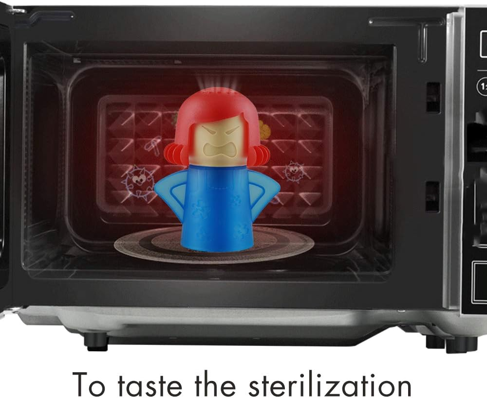 Angry Mama Microwave Cleaner Angry Mom Microwave Oven Steam Cleaner and Disinfects with Vinegar and Water for Kitchens, Steamer Cleaning Equipment Easily Cleans the Crud in Minutes (Blue)
