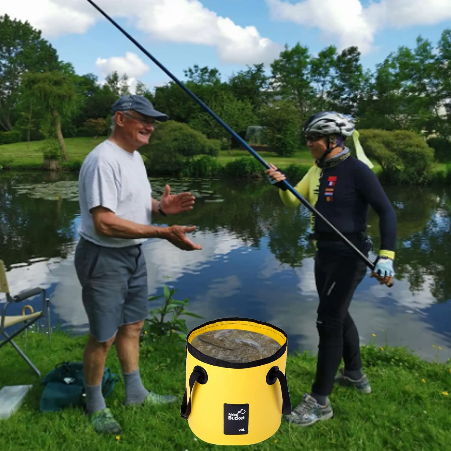 5.2 Gallon Bucket(20L),Collapsible Bucket with Handle, Portable Camping Water Container, Ultra Lightweight Outdoor Basin Fishing Bucket, Folding Bucket for Fishing, Hiking, Car Washing