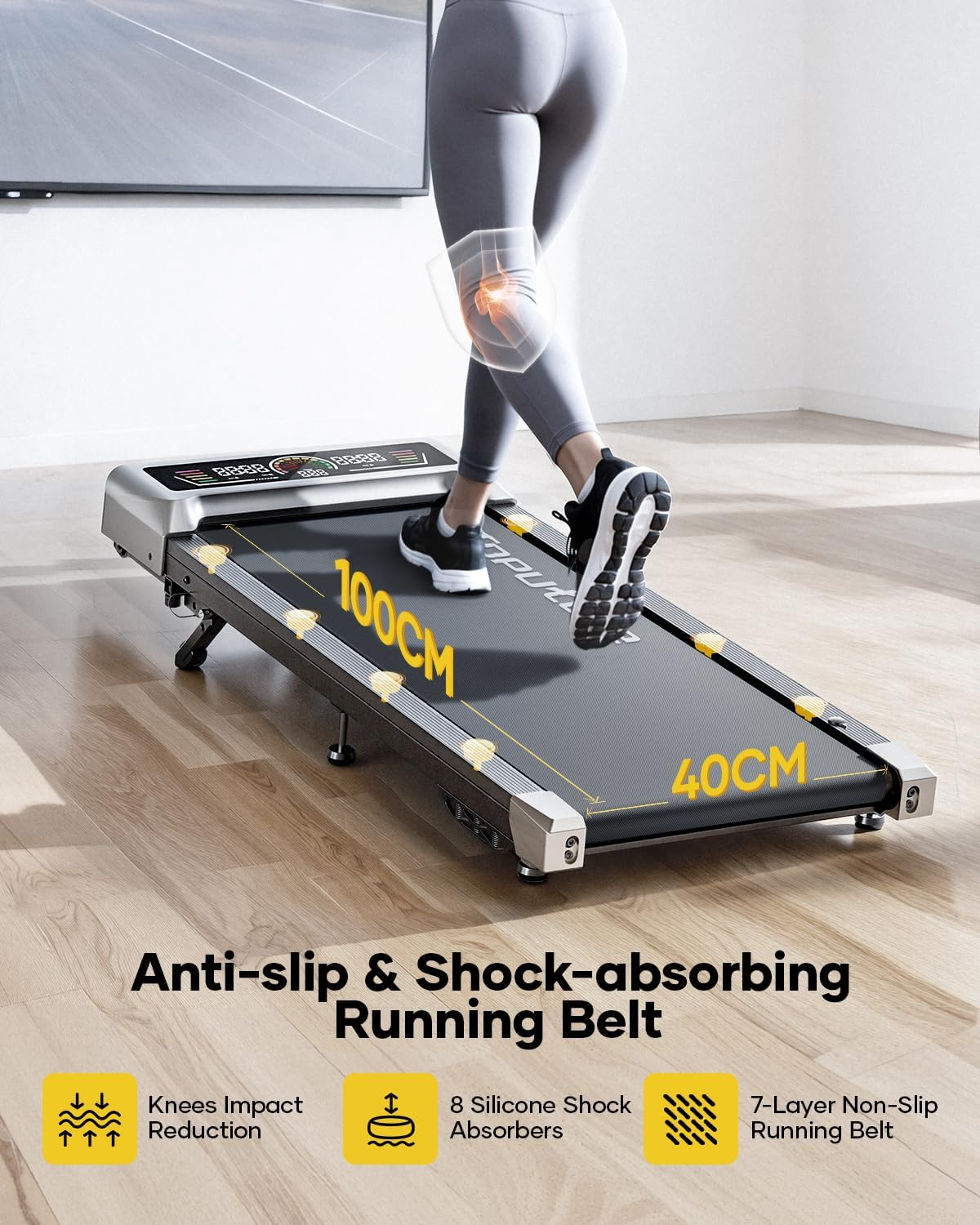 TOPUTURE Walking Pad Treadmill with Incline 10%, 3.0 HP Brushless Motor Walking Pad under Desk Treadmills for Home Office with App, Mute Control & LED Display image number 5