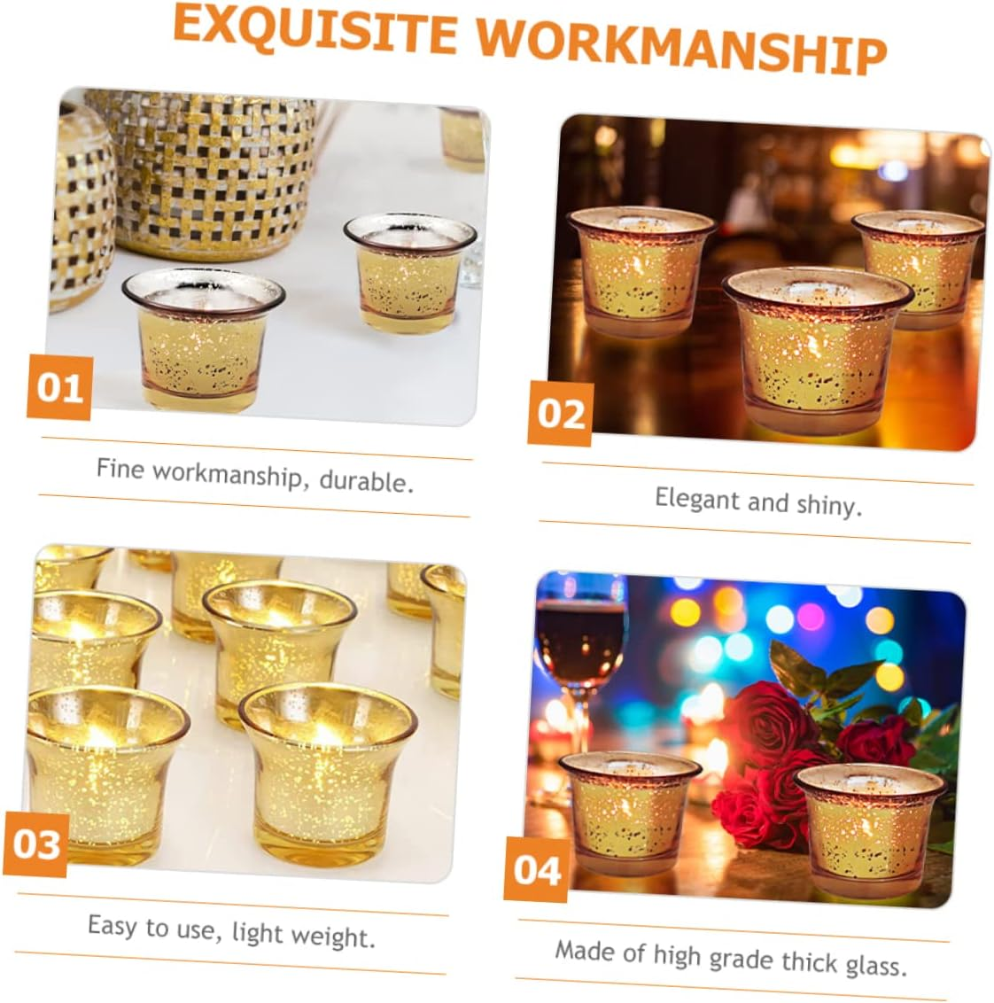 OSALADI 12Pcs Candlestick Cup Glass Holder Multi-Use Decorative Candle Cups for DIY Tealight Candle Holders Compact image number 4
