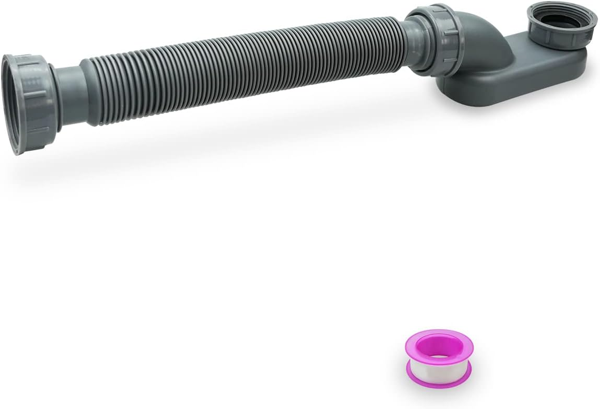 Nahntaipy Low Profile 1 1/2 P Trap Bathtub Shower Drain Pipe, Flat P Trap Freestanding Tub Drain for Bath