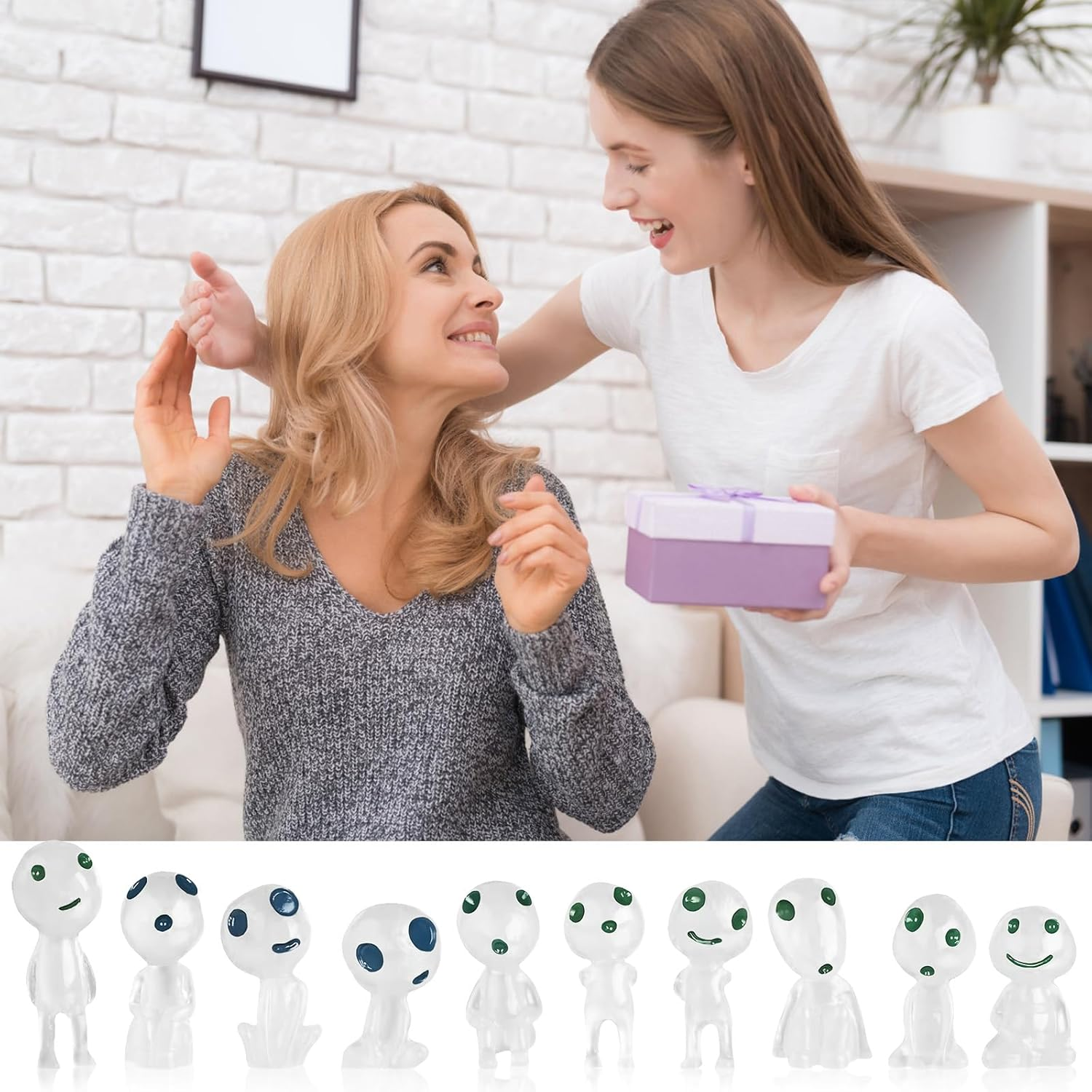 Tree Elf Doll, Pack of 10 Princess Mononoke Luminous Spirit, Miniature Garden Decoration Made of Resin, Suitable for Home, Garden, Pot Decoration image number 3