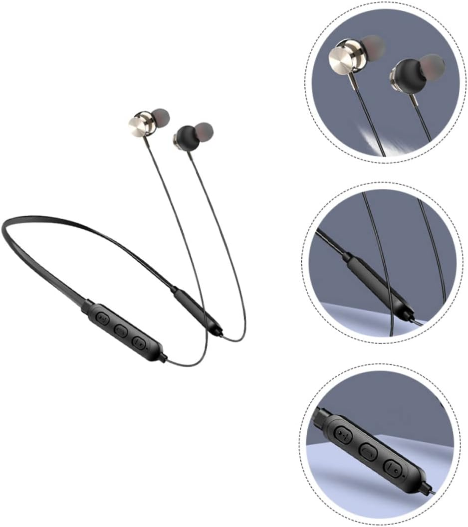 LRXIYODE Wireless Headset Neckband Earbuds 5.0 Magnetic In-Ear Stereo Earphones for Sports and Travel, Waterproof Black Wireless Earpiece