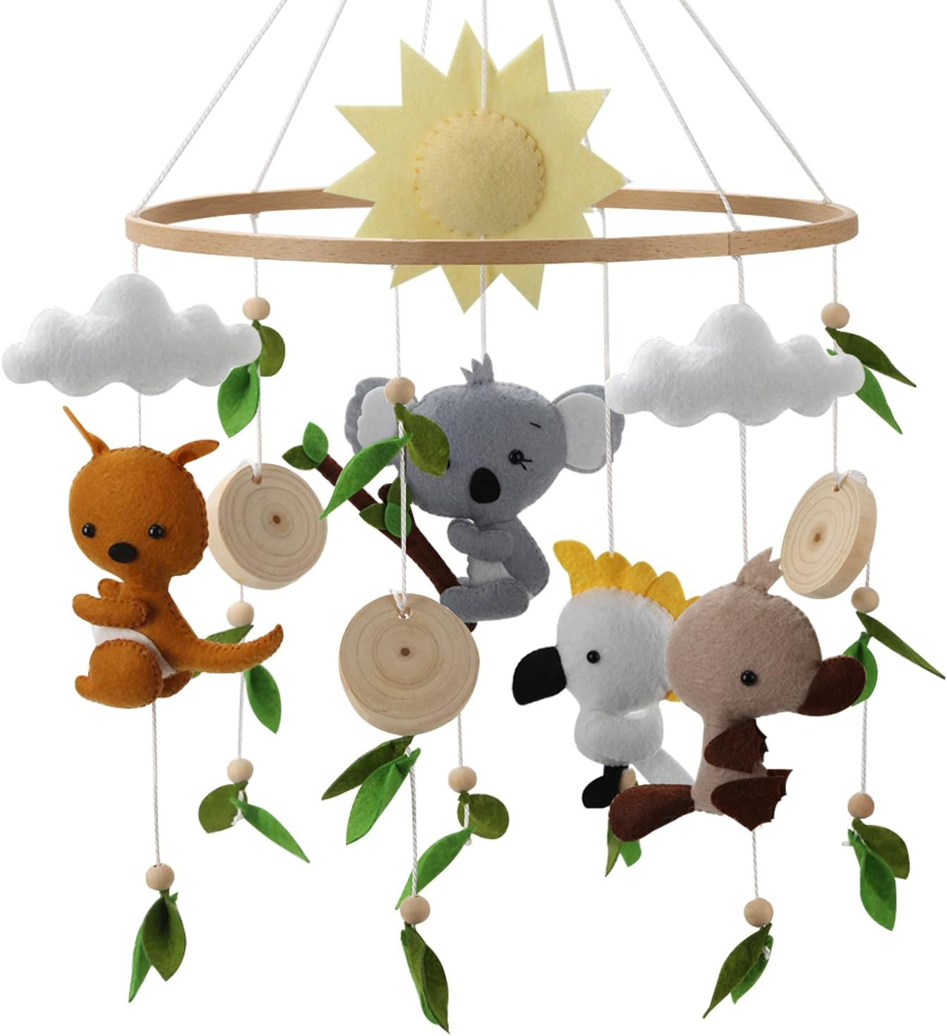 Baby Mobile Australian Animals Kangaroo Platypus Cockatoo Koala Nursery Decor Baby Shower Gift Australian Neutral Crib Mobile image number 4