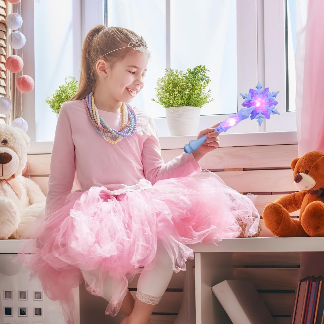 Bestonzon Light up Snowflake Wand Glow Stick for Kids Princess Party Birthday Halloween Cosplay Accessory Portable and Easy to Use image number 5