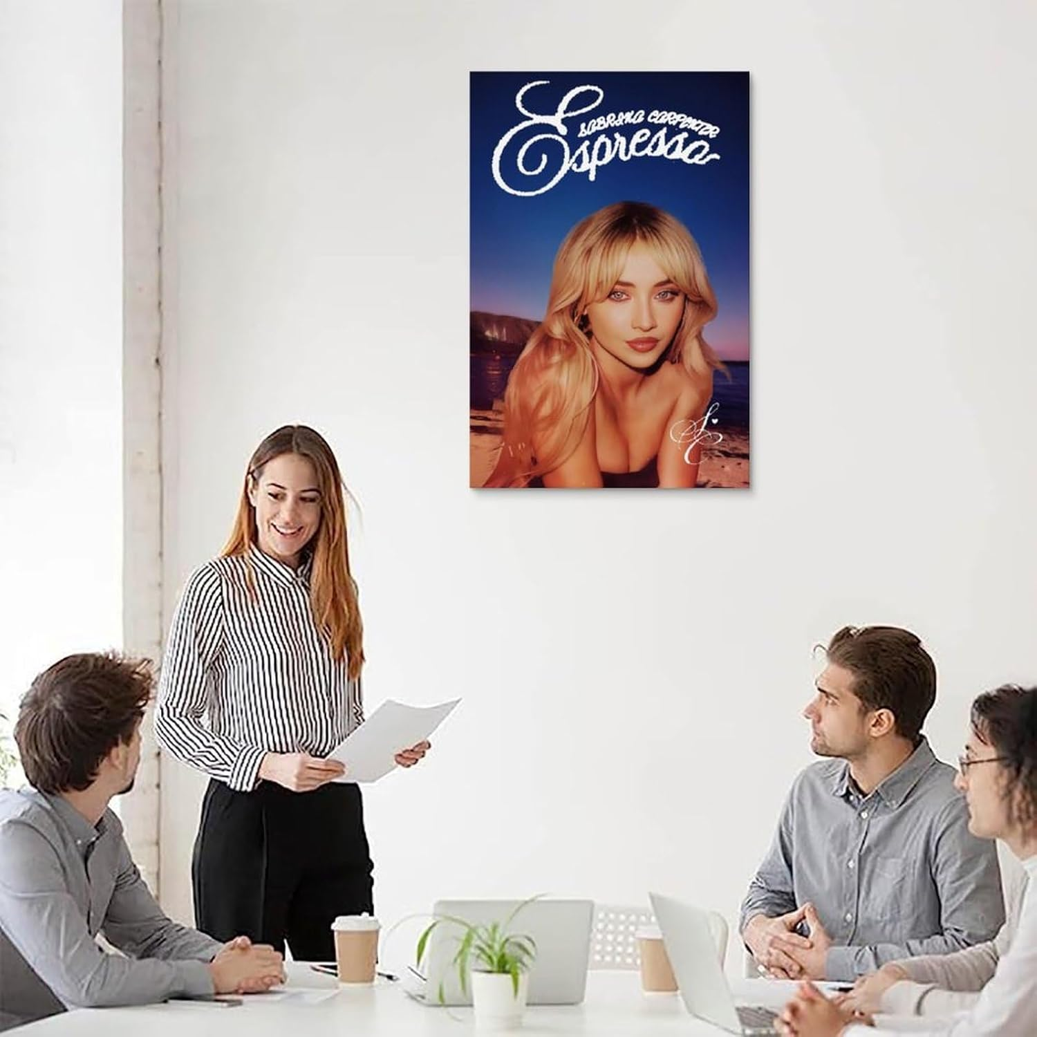 Sabrina Carpenter Poster Canvas Painting Wall Art Picture Home Decor Print for Bedroom Living Room Dorm Study Bar Office 16X24Inch(40X60Cm) Unframe-Style image number 1