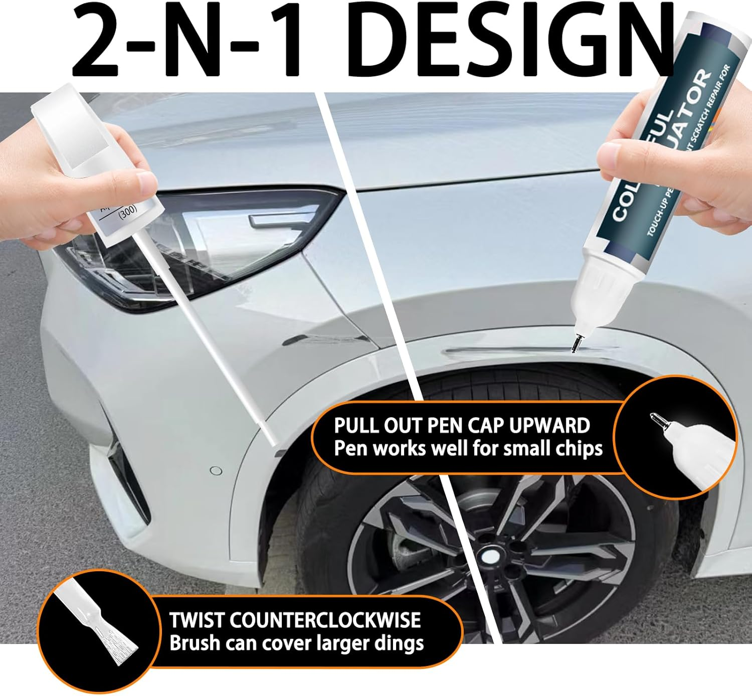 Alpine White(300) Touch up Paint for BMW, Car Paint Pen Scratch Repair Two-In-One Touch up Paint, Premium Car Scratch Remover for Deep Scratches image number 2