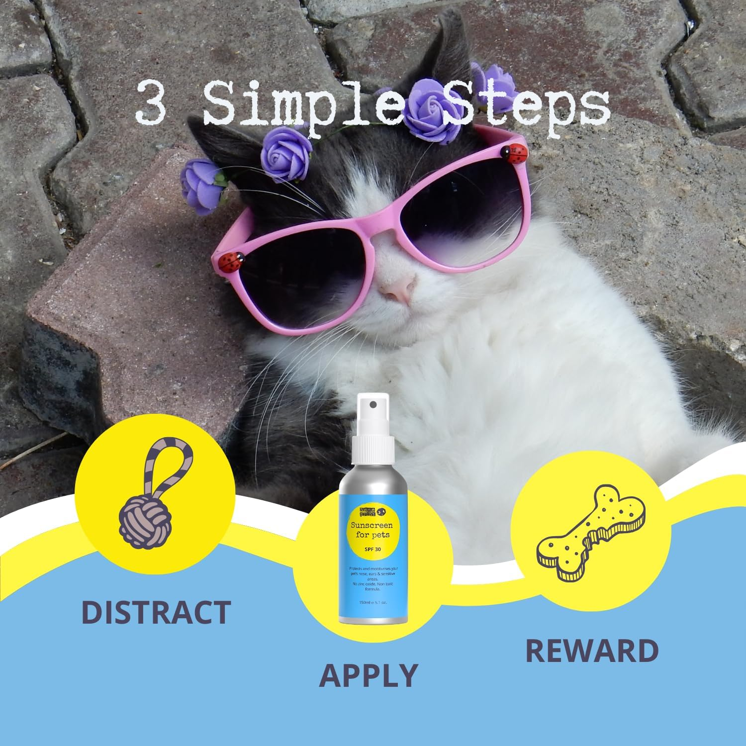 SPF 30 Pet Sunscreen Lotion Bottle Sun Protection for Pets 150 ML + 60ML Dog Paw Balm Sun Cream Balm Moisturising Sunscreen for Dogs and Cat Non-Toxic Formula Dog Nose | Dog Sun Protection image number 6