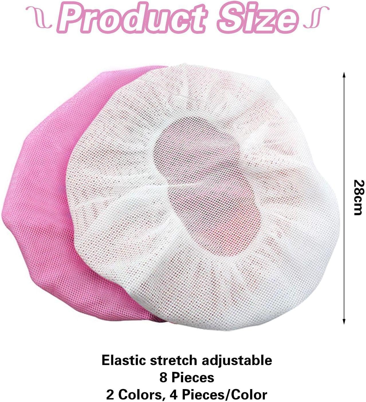 8 Pieces Mesh Hair Tube, Breathable and Comfortable Hook Hat, Dry Net Cap, Hair Care Products (White, Pink). image number 3