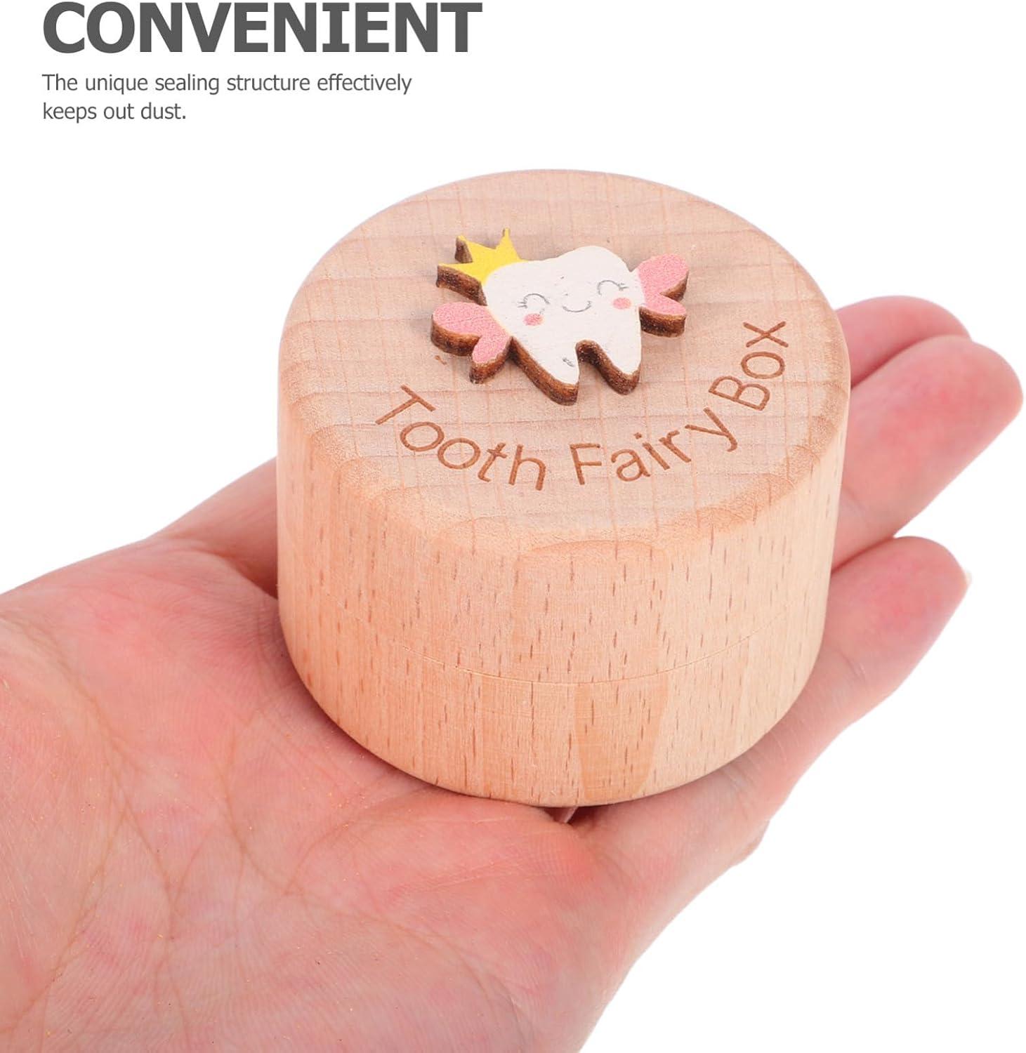 CHILDWEET Wooden Tooth Keepsake Box Cute Tooth Storage Holder for Boys Shower for Newborns Unique Growth Milestone Keepsake image number 1