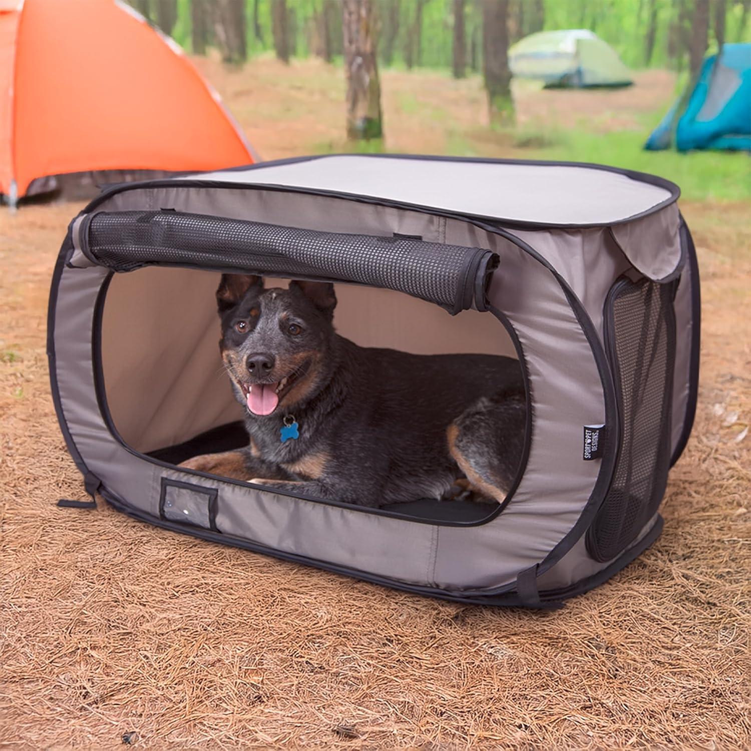 Sportpet Designs Large Pop Open Kennel, Portable Cat Cage Kennel, Waterproof Pet Bed, Carrier Collection image number 2